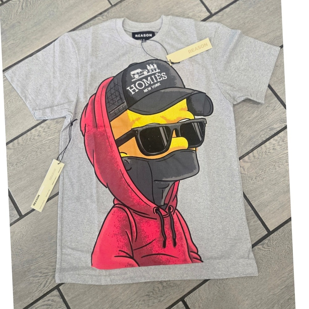 Reason Brand Homies New York Graphic Tee Heather Grey Streetwear T-Shirt RR5-022